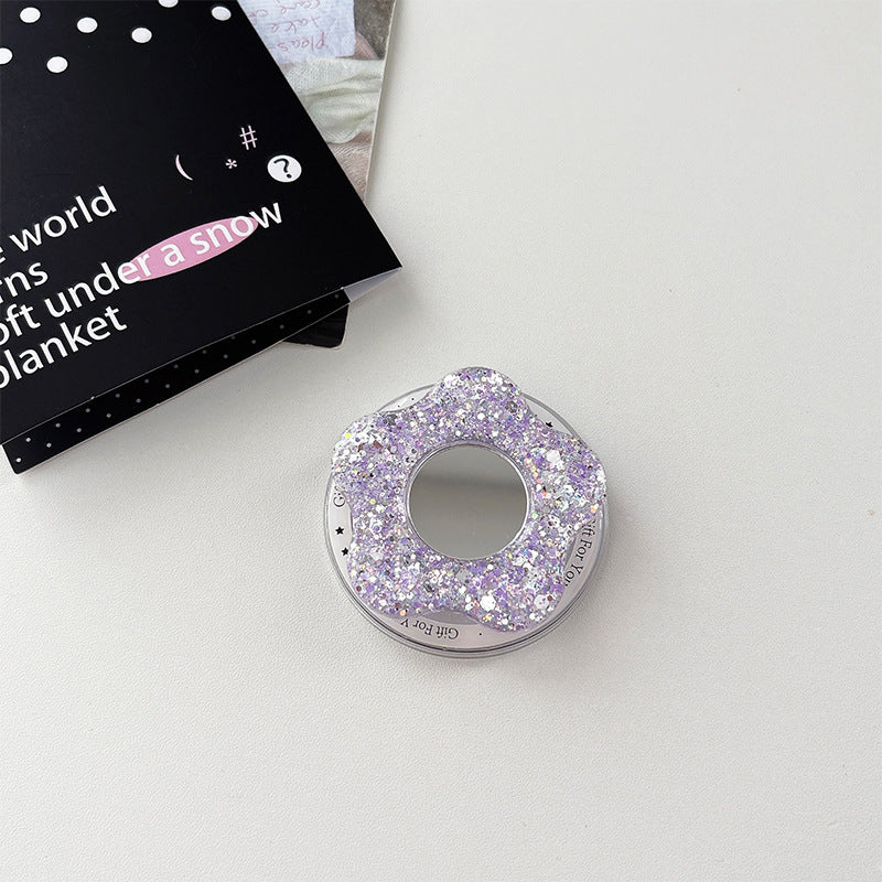 Glittery Creative Flower Mirror Airbag Magnetic Phone Holder