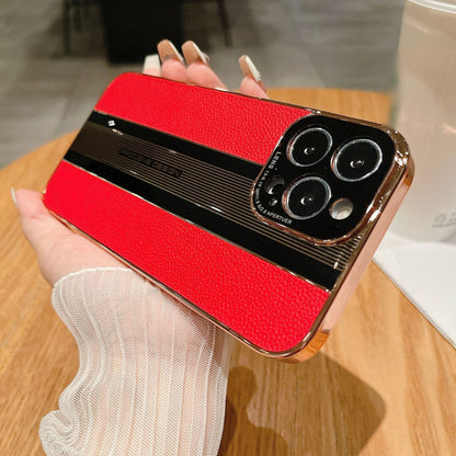 Luxury electroplated leather texture Apple phone case