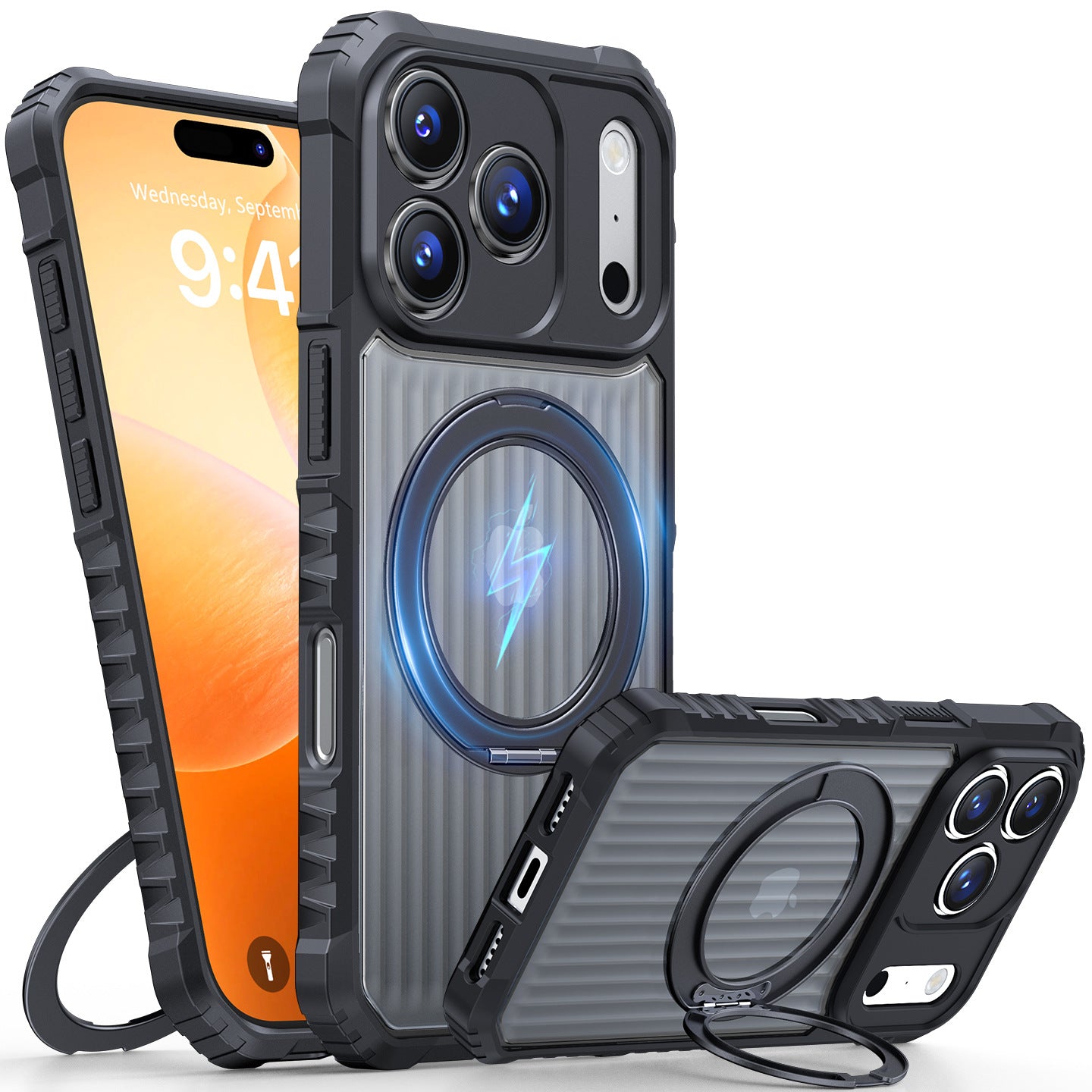 Mecha-style rotating magnetic Apple phone case