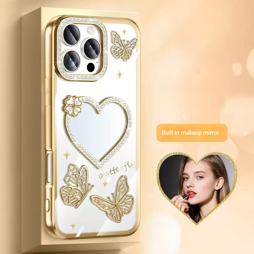Electroplated butterfly mirror Apple phone case