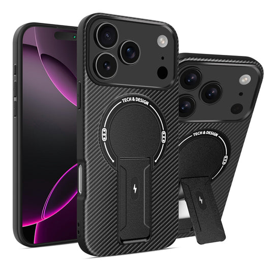 Carbon fiber pattern bracket magnetic Apple phone case