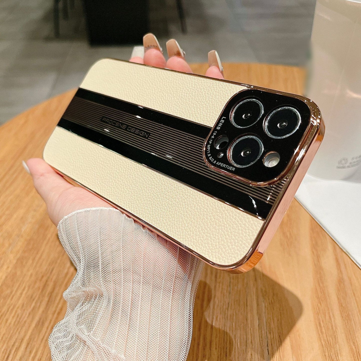 Luxury electroplated leather texture Apple phone case
