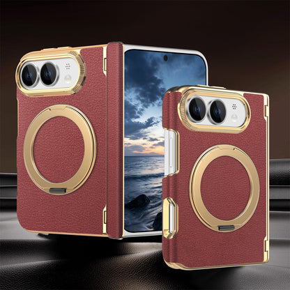 Premium Diamond Pattern Magnetic Large Window Apple Phone Case