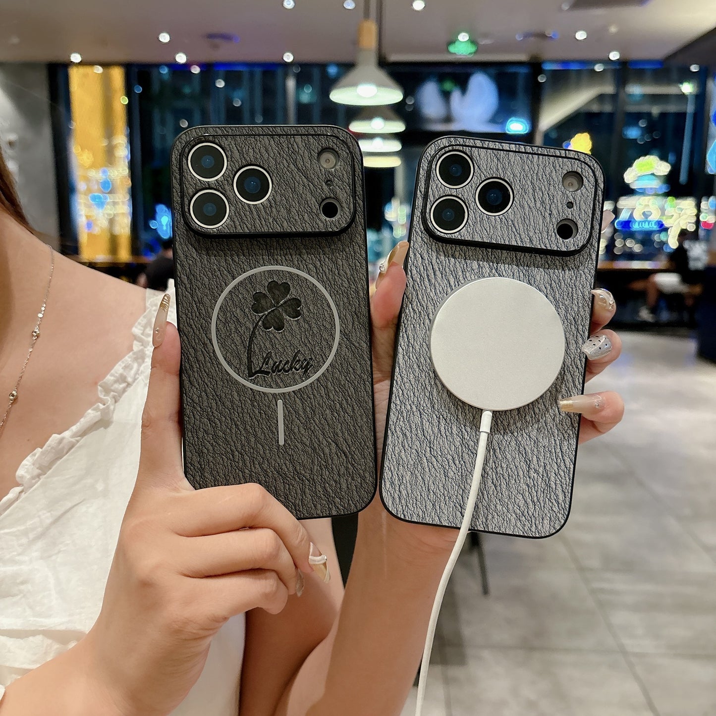 Lambskin magnetic Apple phone case
