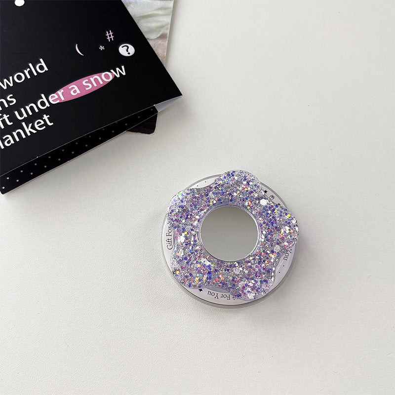 Glittery Creative Flower Mirror Airbag Magnetic Phone Holder