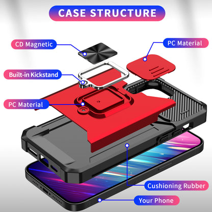 Card Sliding Window Anti-fall Car Ring Holder Phone Case For iPhone