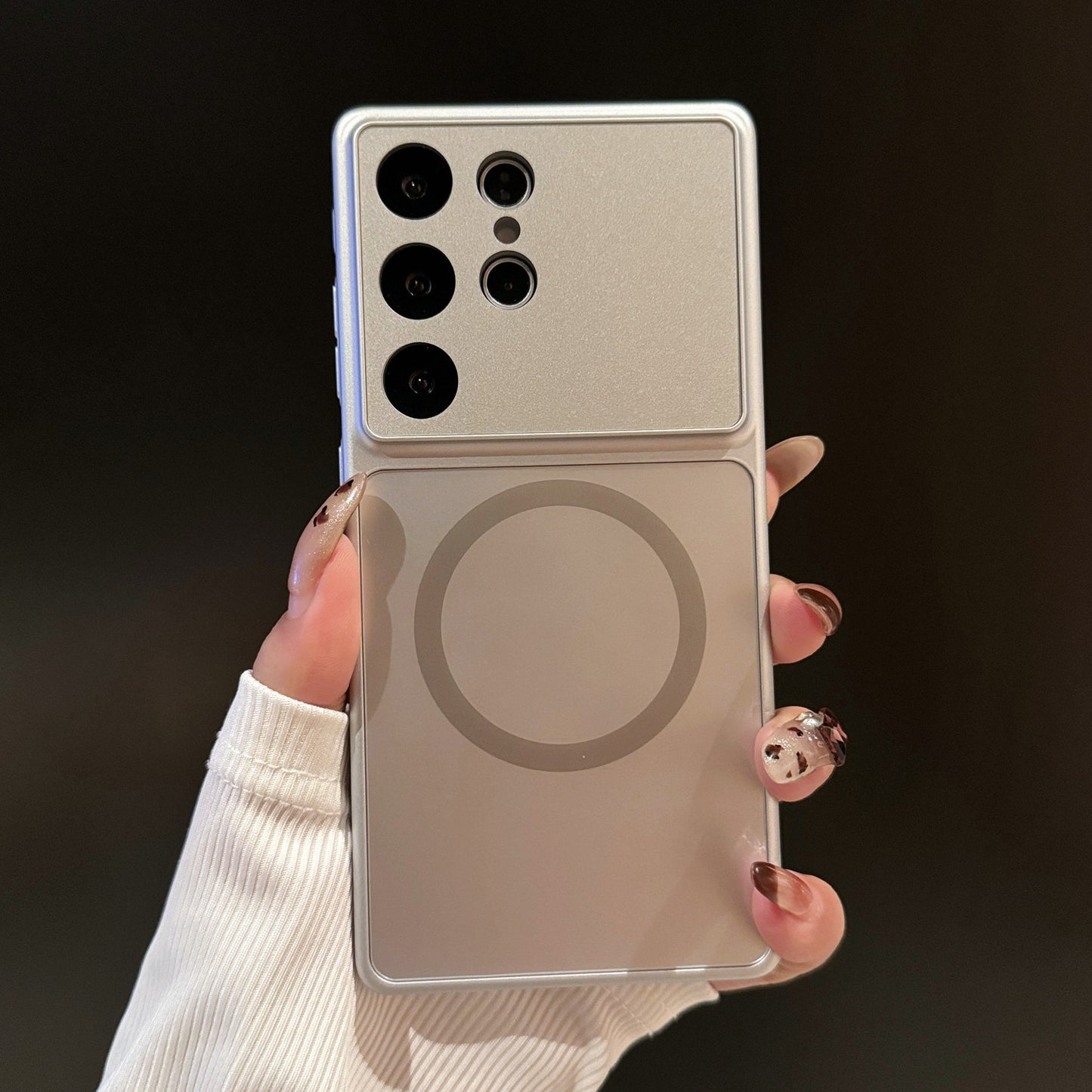 Large-view glass magnetic Samsung phone case