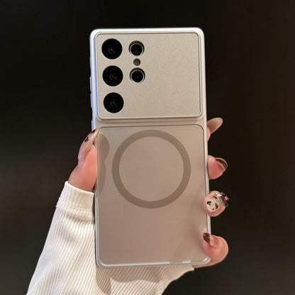 Large-view glass magnetic Samsung phone case