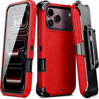 Solid-color rugged protective case with belt clip for iPhone