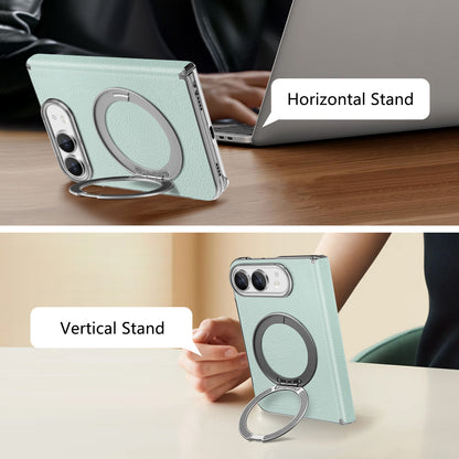 Korean style vegan leather magnetic rotating stand iPhone Duo phone case