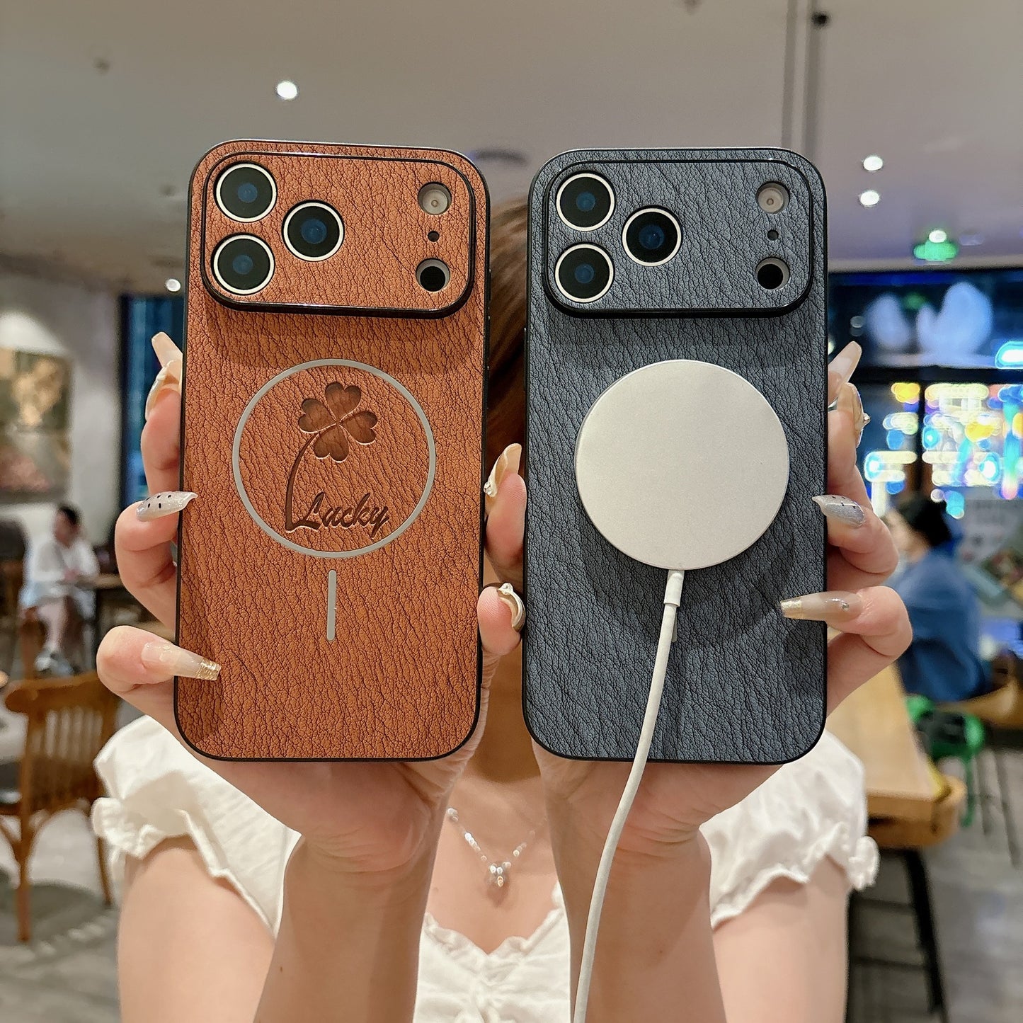 Lambskin magnetic Apple phone case