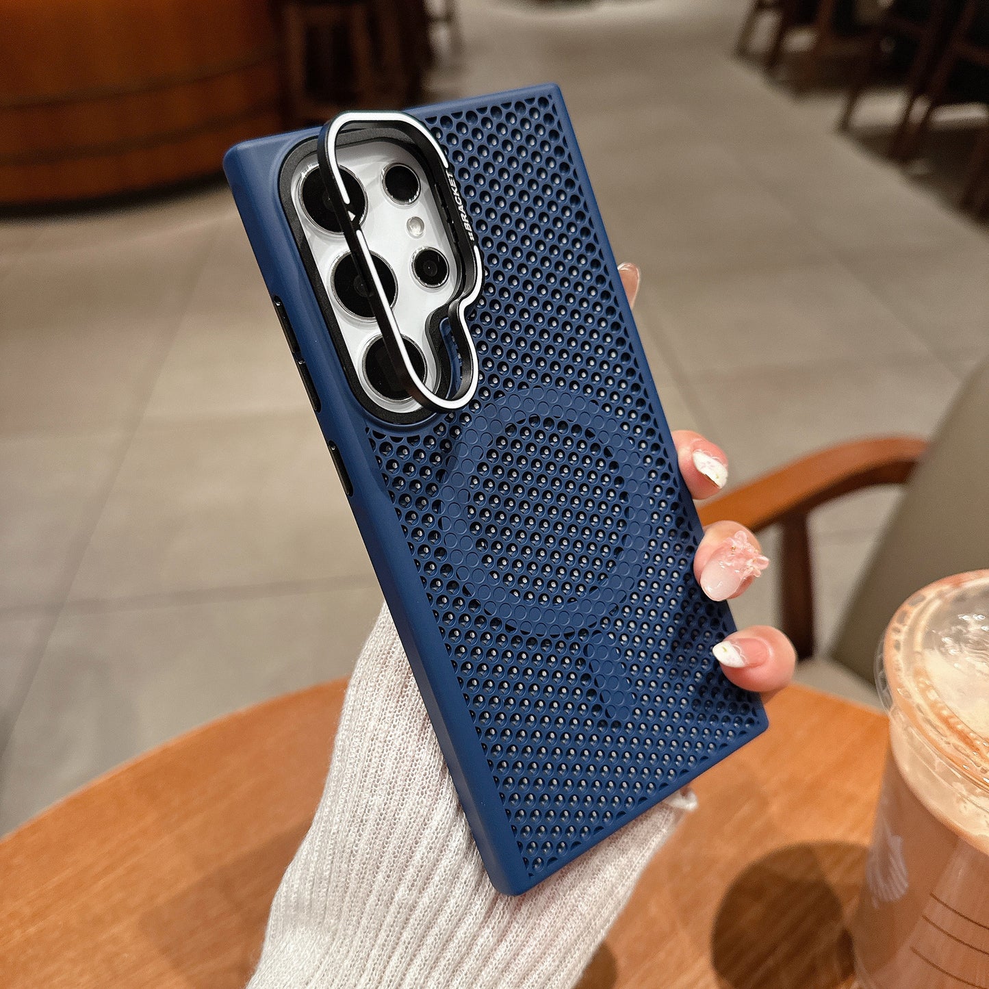 Honeycomb Mesh Bracket Magnetic Heat Dissipation Samsung Phone Case