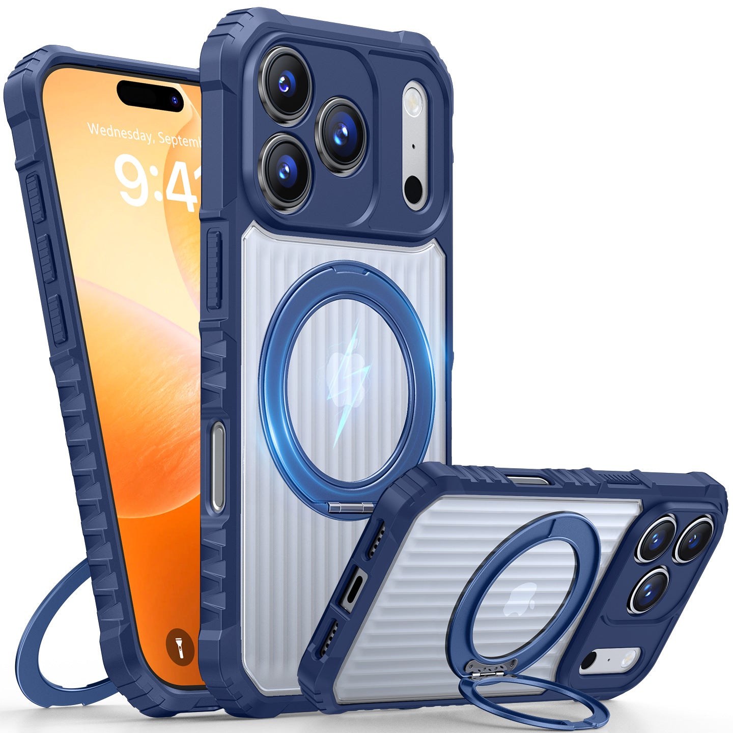 Mecha-style rotating magnetic Apple phone case