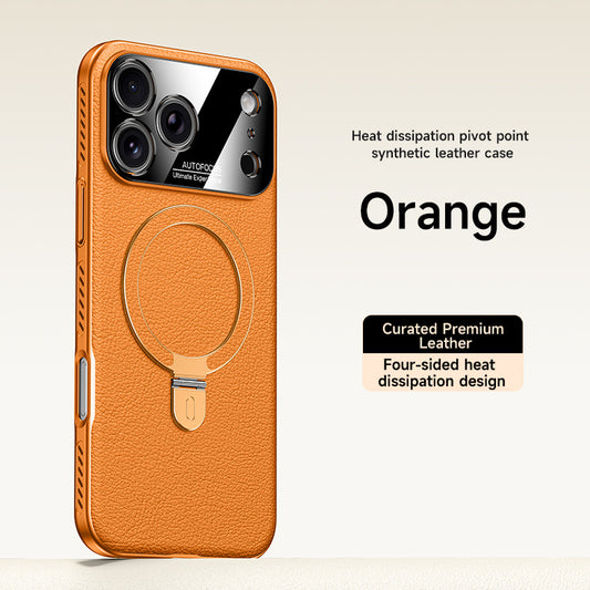 Vegan Leather Stand Magnetic Apple Phone Case
