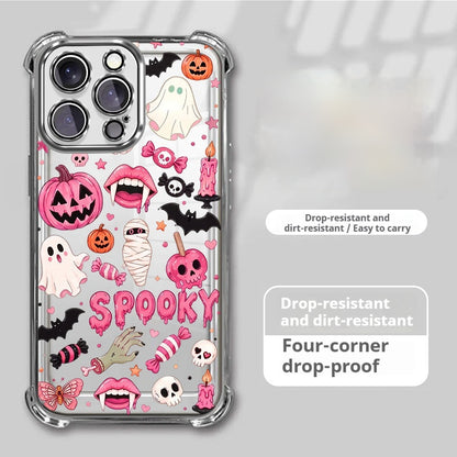 Electroplated transparent Halloween ghost pumpkin apple phone case