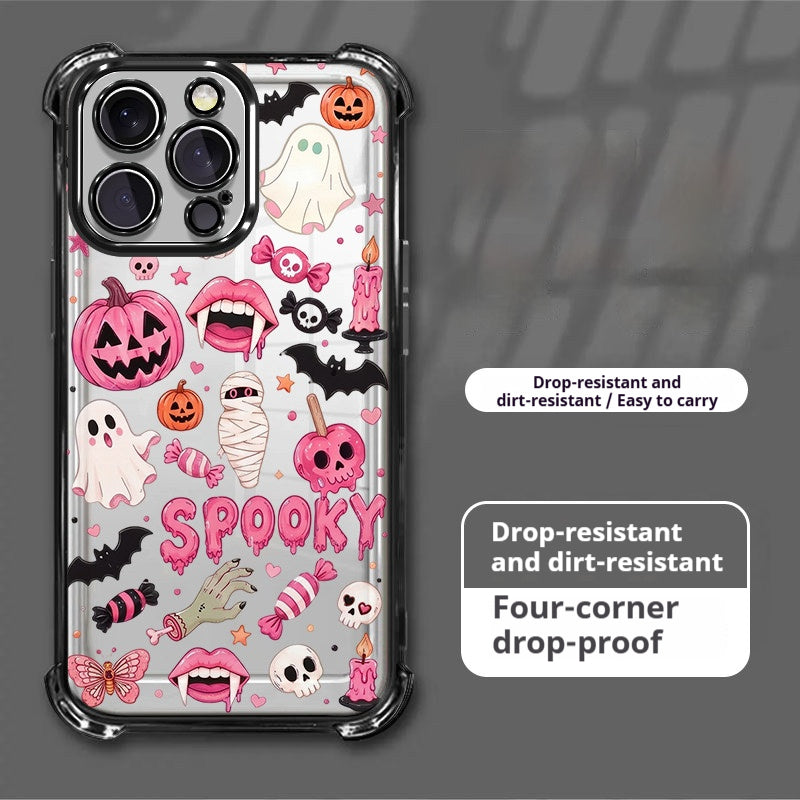 Electroplated transparent Halloween ghost pumpkin apple phone case