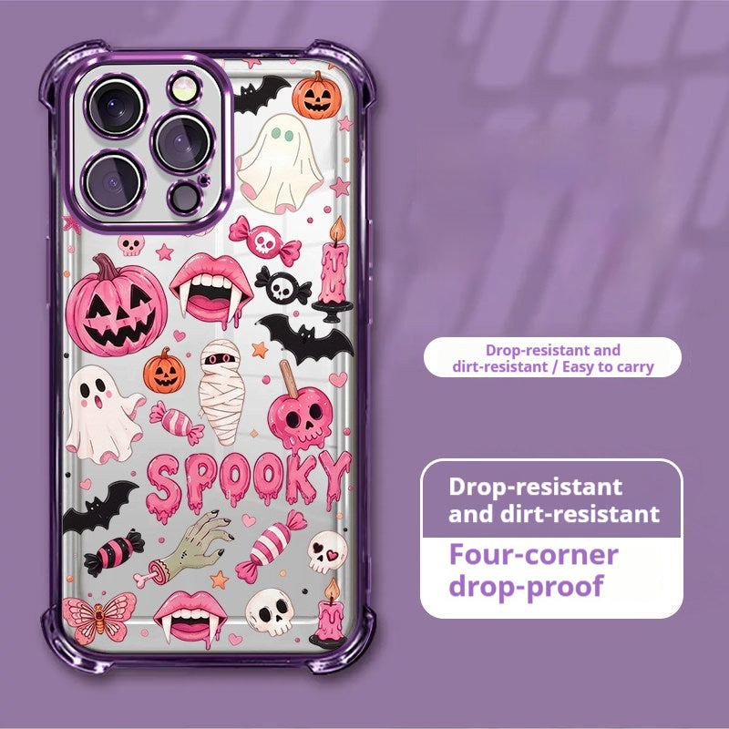 Electroplated transparent Halloween ghost pumpkin apple phone case
