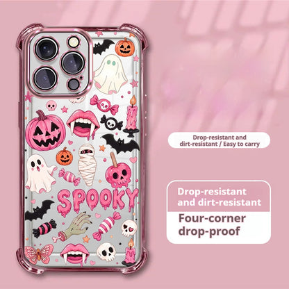 Electroplated transparent Halloween ghost pumpkin apple phone case
