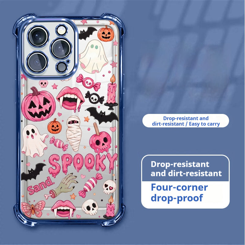 Electroplated transparent Halloween ghost pumpkin apple phone case