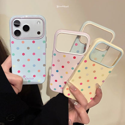 Color-blocked polka dot anti-drop iPhone case