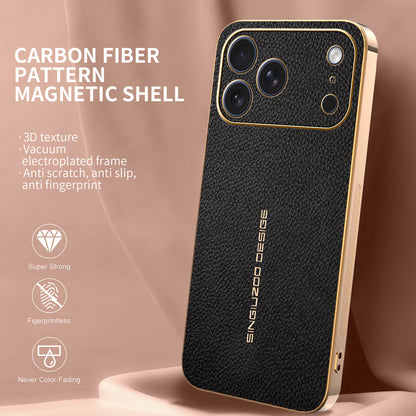 Electroplated lychee pattern Apple phone case