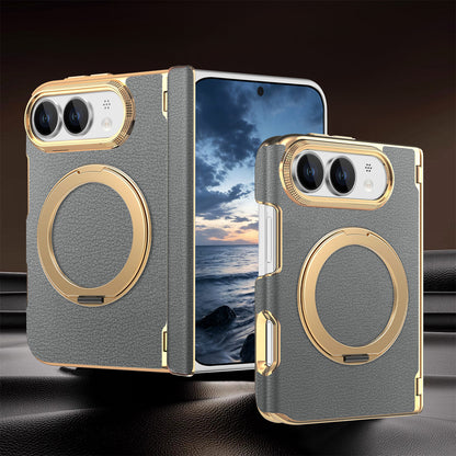Premium Diamond Pattern Magnetic Large Window Apple Phone Case