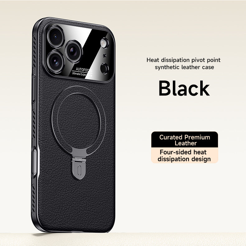 Vegan Leather Stand Magnetic Apple Phone Case