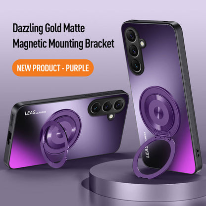 Gold-plated frosted rotating stand magnetic Samsung phone case
