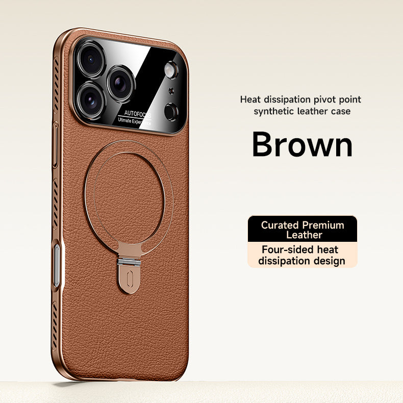 Vegan Leather Stand Magnetic Apple Phone Case