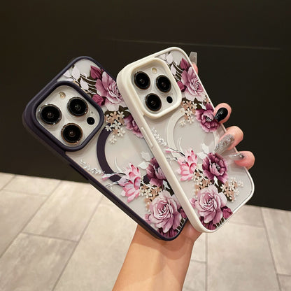 Floral Pattern Acrylic Magnetic Apple Phone Case