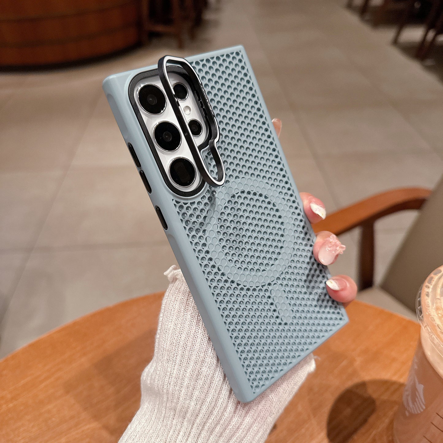 Honeycomb Mesh Bracket Magnetic Heat Dissipation Samsung Phone Case