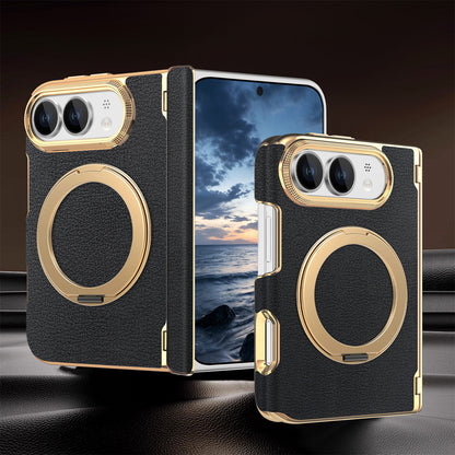 Premium Diamond Pattern Magnetic Large Window Apple Phone Case