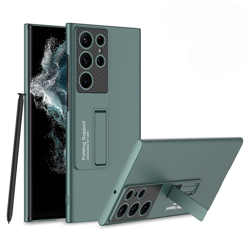 Ultra-thin solid-color Samsung phone case with a kickstand.