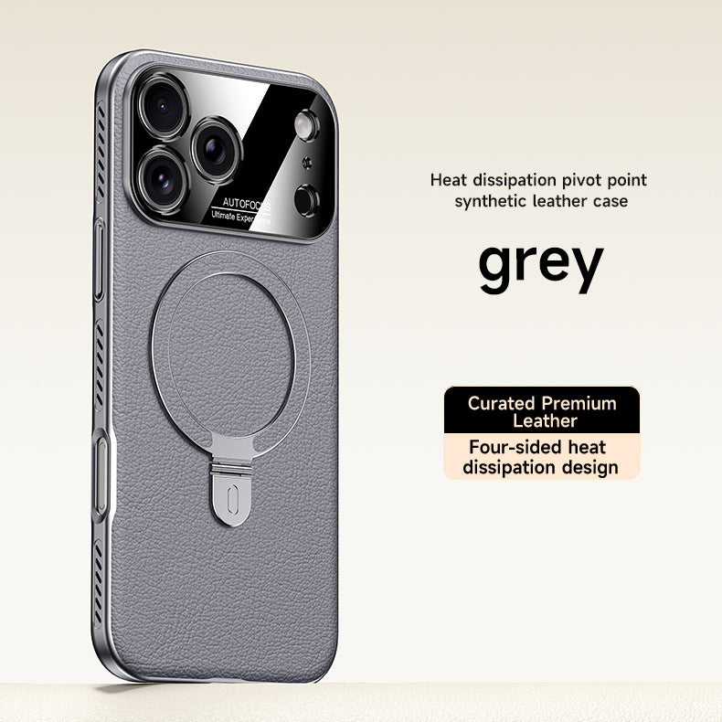 Vegan Leather Stand Magnetic Apple Phone Case