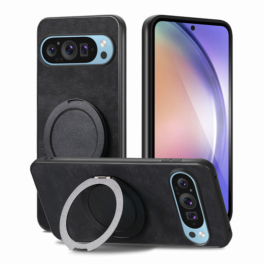 Plain leather magnetic rotating bracket Google pixe phone case