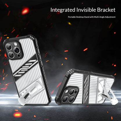 Transparent striped back panel invisible stand Apple phone case