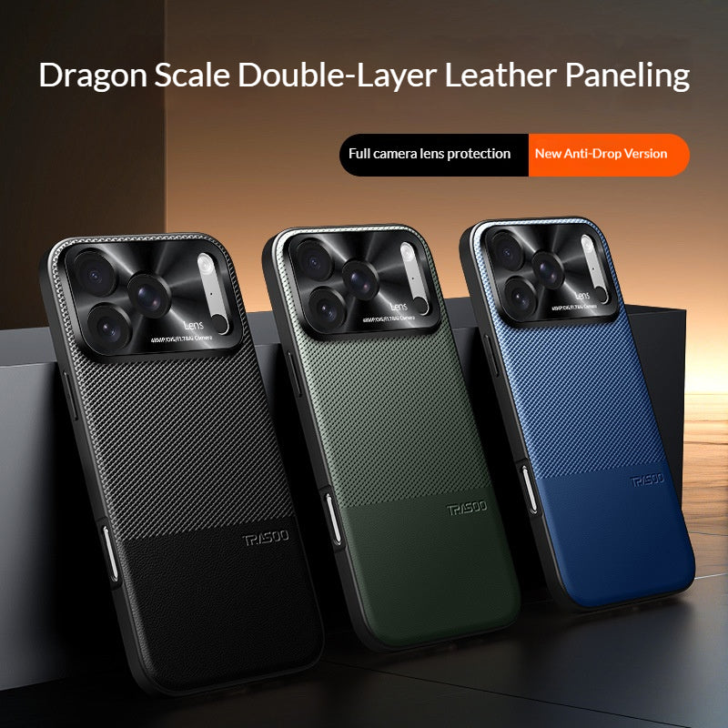 Dragon scale leather patchwork full-coverage Apple phone case