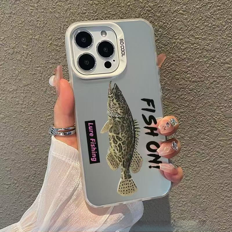 Lure Fishing Themed Silver Apple iPhone Hard Case