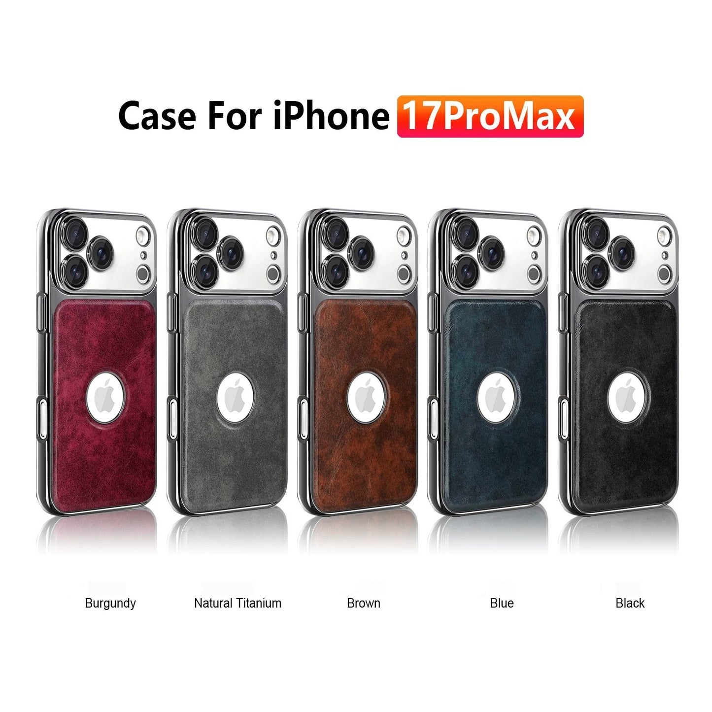 Electroplated frame leather texture exposed logo Apple phone case