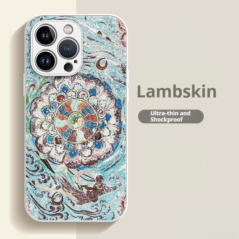 Ethnic style lambskin anti-drop Apple phone case