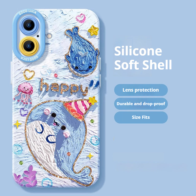 Cute whale anti-drop Apple phone case