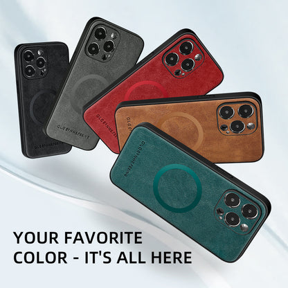 Skin-friendly cowhide textured magnetic Apple phone case