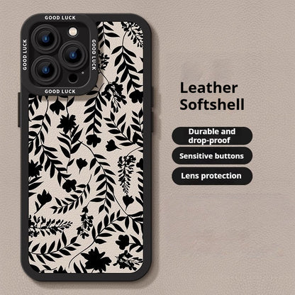 Patterned leather shockproof Apple phone case