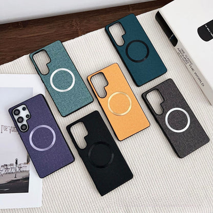 Solid color fabric magnetic Samsung phone case