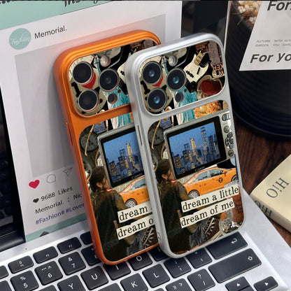 Retro patchwork leather magnetic Apple phone case