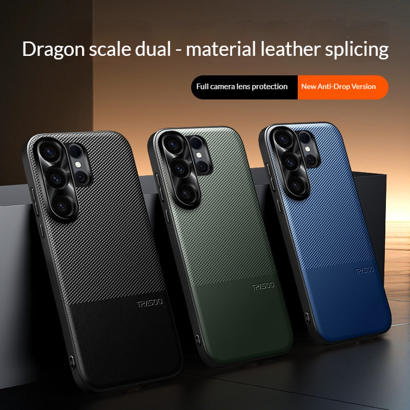 Dragon scale leather patchwork full-coverage Samsung phone case