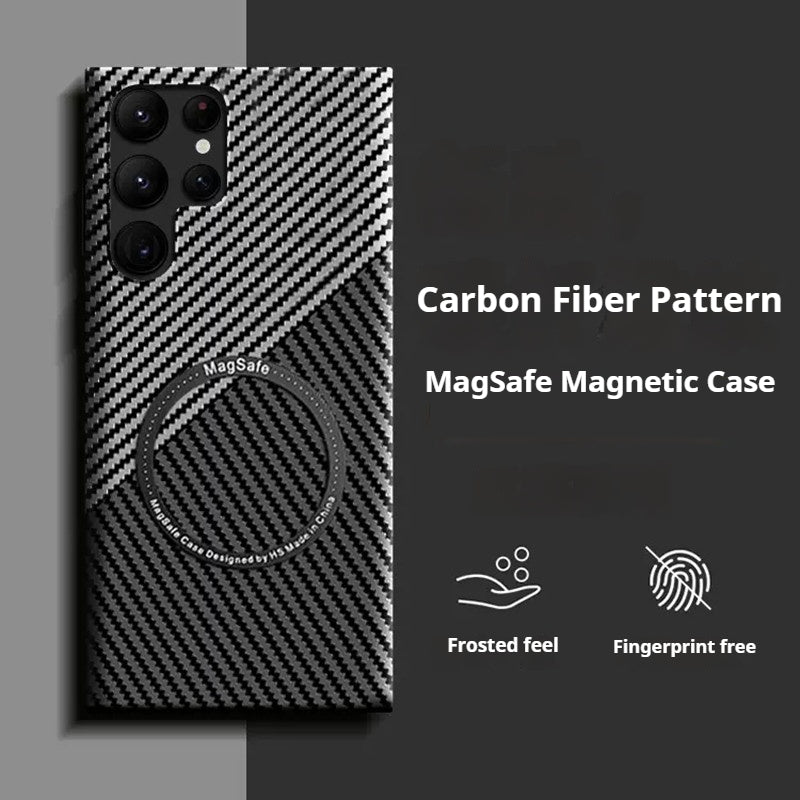Color-blocked carbon fiber magnetic Samsung phone case