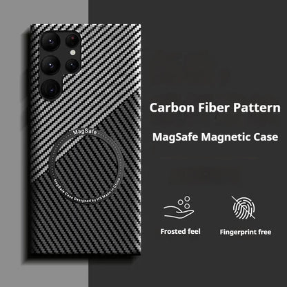 Color-blocked carbon fiber magnetic Samsung phone case