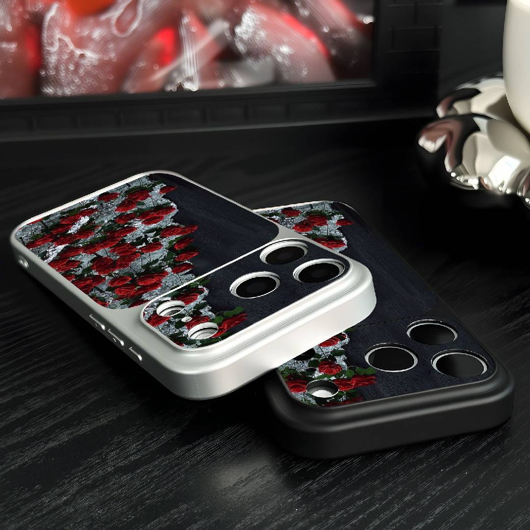 AG Glass Red Rose Wall Apple Phone Case