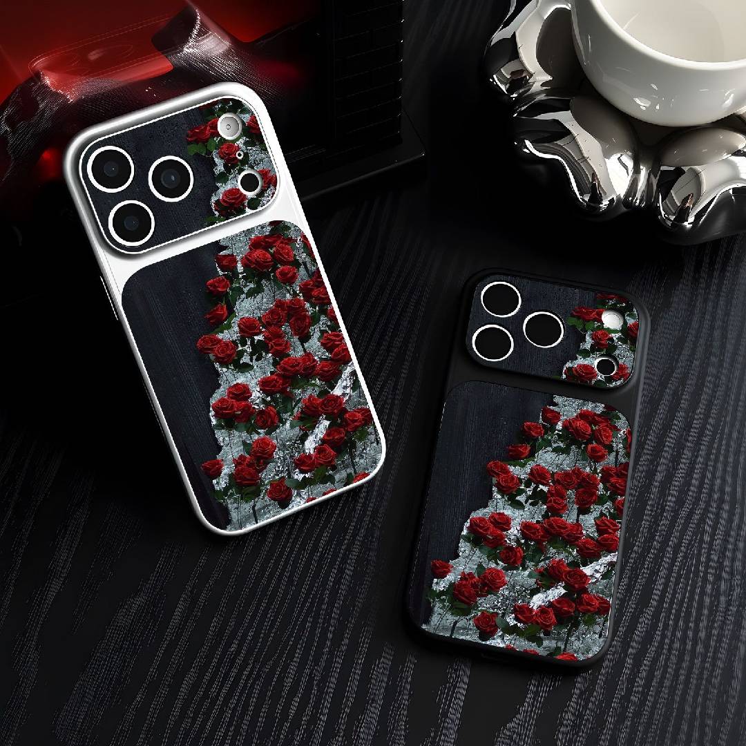AG Glass Red Rose Wall Apple Phone Case